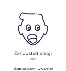 Linear exhausted emoji icon from Emoji outline collection. Thin line exhausted emoji icon vector isolated on white background. exhausted emoji trendy illustration
