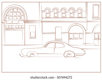 linear exterior with the car