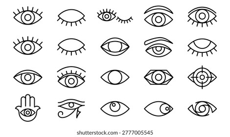 Linear Eye Icons Set – Minimal Outline Vision Symbols