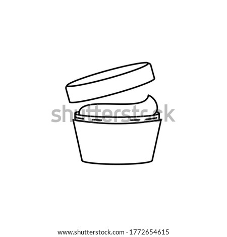 linear face and body cream icon. symbol of cosmetic procedures, hygiene, proper skin care for young female and adults, spa treatments in the salon or at home. black mask, gel sign isolated on white