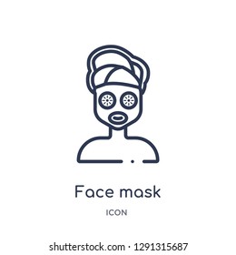 Linear face mask icon from Beauty outline collection. Thin line face mask vector isolated on white background. 