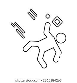 Linear fall accident icon from insurance outline collection. Thin line Fall accident icon isolated on white background.