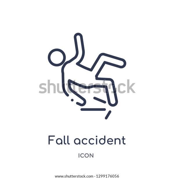 Linear fall accident icon from\
Insurance outline collection. Thin line fall accident icon isolated\
on white background. fall accident trendy\
illustration