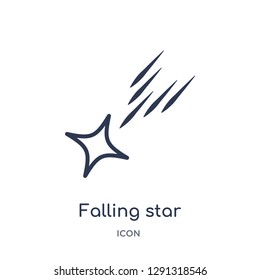 Linear falling star icon from Astronomy outline collection. Thin line falling star vector isolated on white background. 