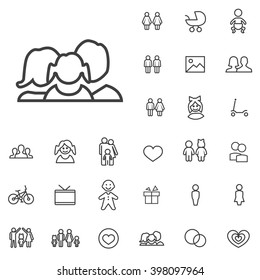 Linear family icons set. Universal family icon to use in web and mobile UI, family basic UI elements set