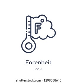 Linear farenheit icon from Meteorology outline collection. Thin line farenheit icon isolated on white background. farenheit trendy illustration