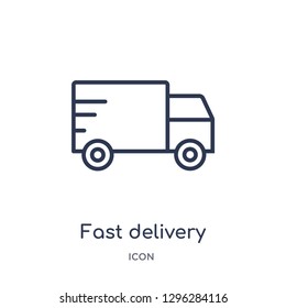 Linear fast delivery icon from Delivery and logistics outline collection. Thin line fast delivery icon vector isolated on white background. fast delivery trendy illustration