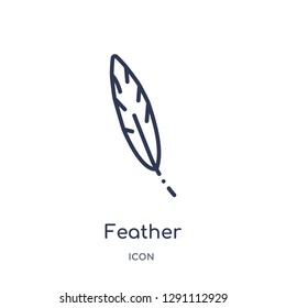 Linear feather icon from Brazilia outline collection. Thin line feather vector isolated on white background. feather trendy illustration