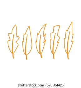 Linear feathers vector icons. Hipster vintage feather set