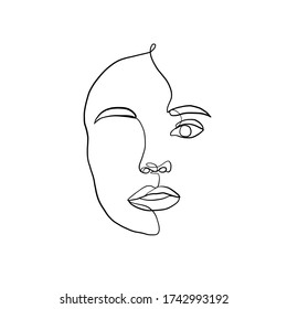 One Line Woman Drawing Face Minimalism Stock Vector (Royalty Free ...