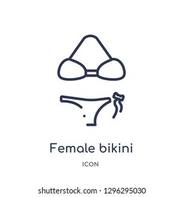 Linear female bikini piece icon from Culture outline collection. Thin line female bikini piece icon vector isolated on white background. female bikini piece trendy illustration