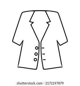 Linear Female Blazer Icon. Thin Line Blazer Vector Isolated On White Background. Jacket Fashion Illustration. Jacket Hand Drawing Vector