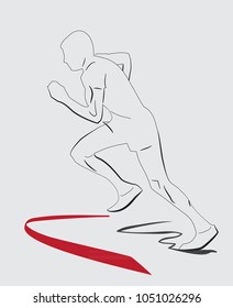 
linear figure of a running person in profile