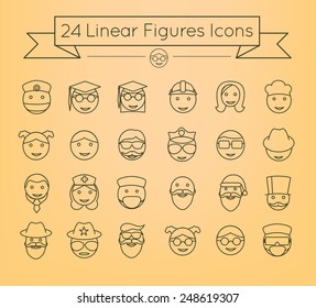 Linear Figures icons set on blurry background