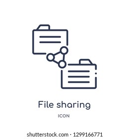 Linear file sharing icon from Networking outline collection. Thin line file sharing icon isolated on white background. file sharing trendy illustration
