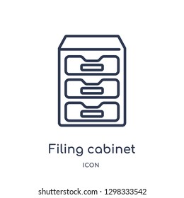 Linear filing cabinet icon from General outline collection. Thin line filing cabinet icon isolated on white background. filing cabinet trendy illustration
