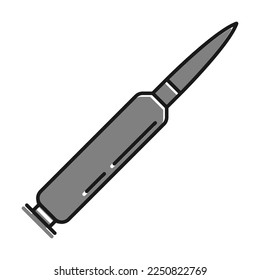 Lineal relleno con un icono de color gris, Bullet de arma automática. Arma de soldados. Simple vector blanco y negro aislado sobre fondo blanco
