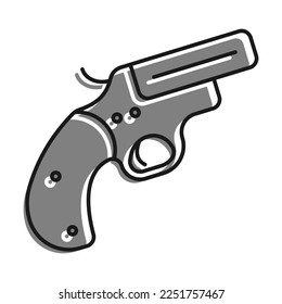 Linear filled with gray color icon, Emergency Signal Gun. Weapon To Launch Signal Projectiles. Simple black and white vector Isolated On white background