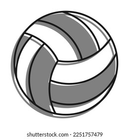 Linear filled with gray color icon. Volleyball Ball For Indoor, Outdoor And Beach Volleyball. Sport Equipment. Simple black and white vector Isolated On white background