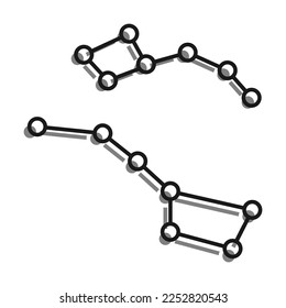 Linear filled with gray color icon. Constellation Ursa Minor And Ursa Major. Cluster Of Stars. Horoscope. Astronomy And Astrology. Simple black and white vector