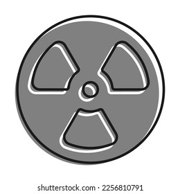 Linear filled with gray color icon. Radioactive Hazard Sign. Simple black and white vector On white background