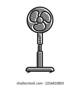 Linear filled with gray color icon, Electric Fan On High Stand For Cooling. Maintaining Comfortable Temperature In Room. Simple black and white vector Isolated On white background