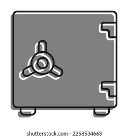Linear filled with gray color icon, Bank Vault For Storing Money, Jewelry And Securities. Simple black and white vector Isolated On white background