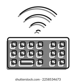 Lineal rellenado con un icono de color gris. Teclado Wifi Personal Computer. Símbolos De Los Botones De Teclado. Simple vector blanco y negro aislado sobre fondo blanco