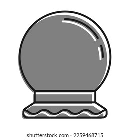 Lineal relleno con un icono de color gris, Fortune Teller Magic Crystal Ball On Wooden Stand. Divinación Y Previsión Del Futuro. Simple vector blanco y negro aislado sobre fondo blanco