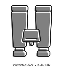 Linear filled with gray color icon, Binoculars To Observe Distant Objects. Equipment For Campaigns And Military Operations. Simple black and white vector Isolated On white background