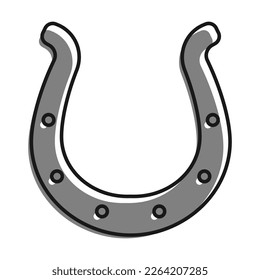 Linear gefüllt mit grauem Farbsymbol. Metallhufeisen für Pferde. Symbol für gutes Glück und Glück in der Kultur. Einfache, schwarz-weiße Vektorgrafik einzeln auf weißem Hintergrund