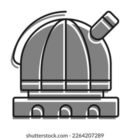 Linear filled with gray color icon. Observatory. Station For Observing Space, Stars And Planets Of Solar System. Space Exploration. Simple black and white vector