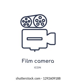 Linear film camera icon from Electronic stuff fill outline collection. Thin line film camera icon vector isolated on white background. film camera trendy illustration