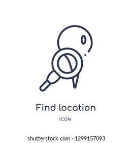 Linear find location icon from Maps and locations outline collection. Thin line find location icon isolated on white background. find location trendy illustration