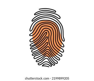 Linear fingerprint scanning icon. Vector illustration