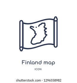 Linear finland map icon from Countrymaps outline collection. Thin line finland map icon vector isolated on white background. finland map trendy illustration