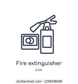Linear fire extinguisher icon from General outline collection. Thin line fire extinguisher icon isolated on white background. fire extinguisher trendy illustration