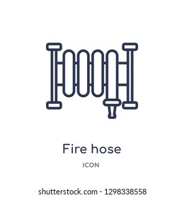 Linear fire hose icon from General outline collection. Thin line fire hose icon isolated on white background. fire hose trendy illustration Linear fire hose icon from General outline collection. Thin line fire hose icon isolated on white background. fire hose trendy illustration
