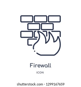 Linear firewall icon from Internet security outline collection. Thin line firewall icon isolated on white background. firewall trendy illustration