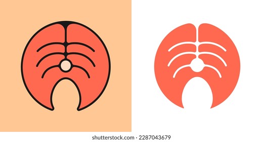 Linear fish icon, outline vector sign, linear icon, two versions in color