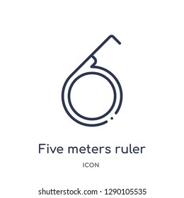 Linear five meters ruler icon from Construction outline collection. Thin line five meters ruler vector isolated on white background. five meters ruler trendy illustration