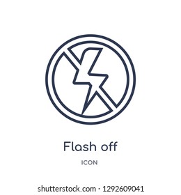 Linear flash off icon from Electronic stuff fill outline collection. Thin line flash off icon vector isolated on white background. flash off trendy illustration