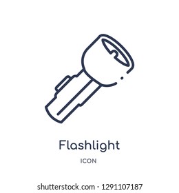 Linear flashlight icon from Camping outline collection. Thin line flashlight vector isolated on white background. flashlight trendy illustration