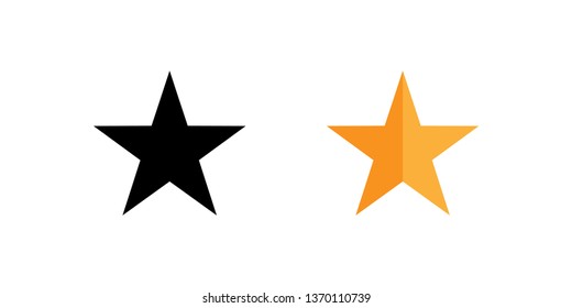 Linear and flat color star icons.