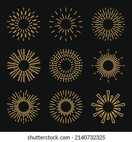 linear flat design sunburst collection vector