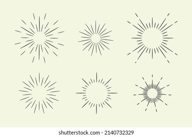 linear flat design sunburst collection vector