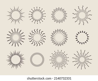 linear flat design sunburst collection vector