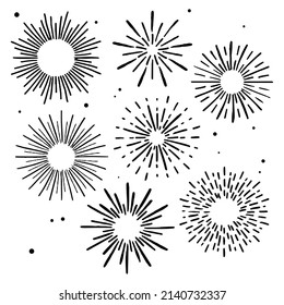 linear flat design sunburst collection vector