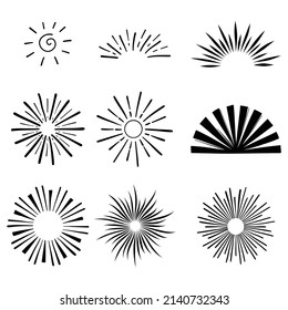 linear flat design sunburst collection vector