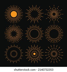 linear flat design sunburst collection vector